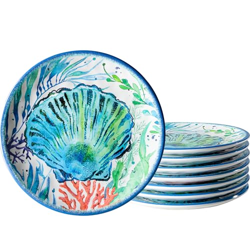 LEHAHA Melamine Appetizer Plates,Set of 8, Small Salad Plate,6 Inch Dessert Plate for Kitchen, Small Serving Dishes Party Plates for Dessert,Snacks, Fruit and Side Dishes,Oceanic Design LEHAHA Melamine Appetizer Plates,Set of 8, Small Salad Plate,6 Inch Dessert Plate for Kitchen, Small Serving Dishes Party Plates for Dessert,Snacks, Fruit and Side Dishes,Oceanic Design