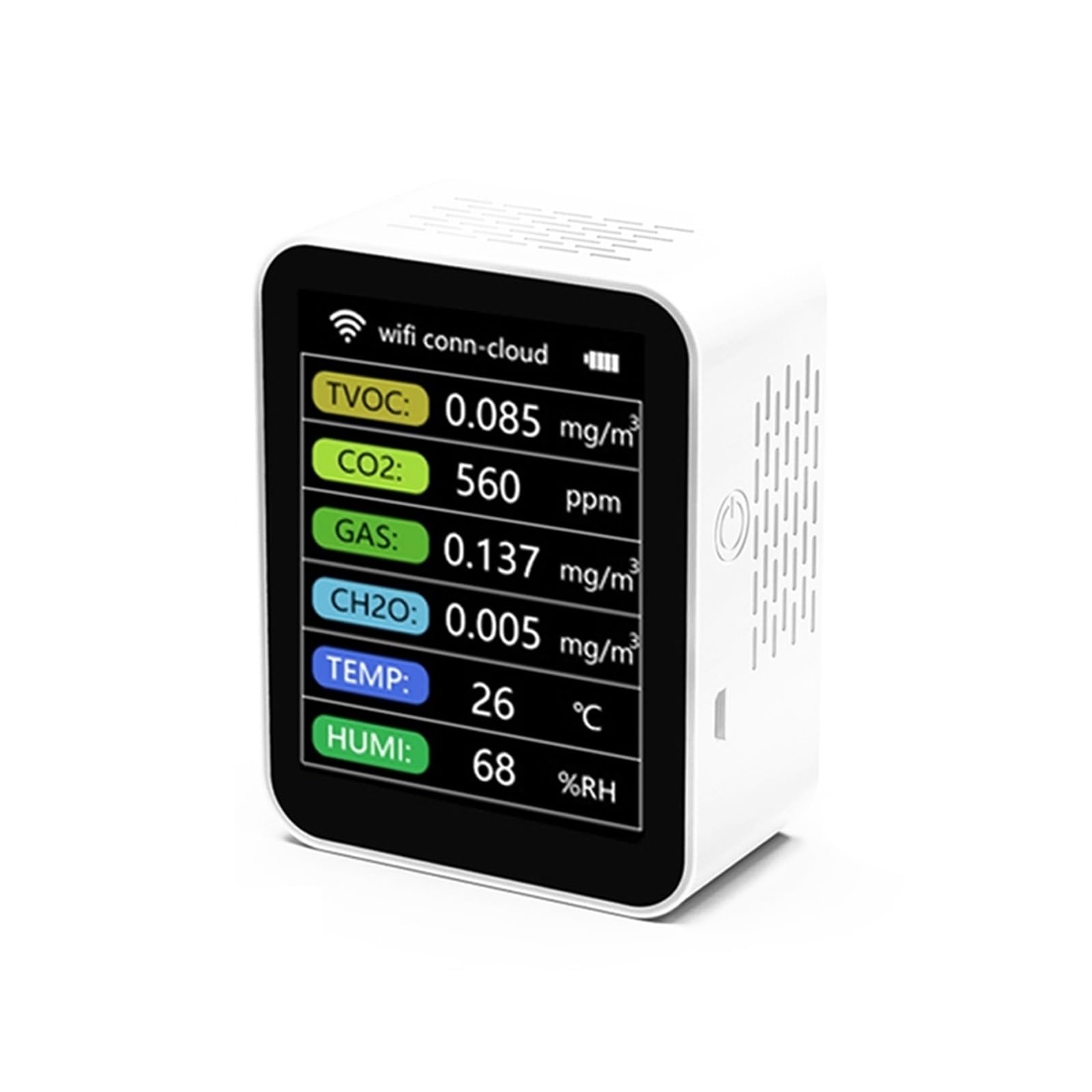 Sensore rilevatore di CO2 Smart Monitor a qualità 'aria TVOC Rilevatore misuratore umidità a temperatura del gas CH2O,Alta Precisione