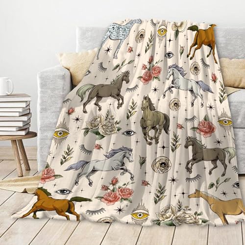 PNHCL Kuscheldecke Flauschig Decke Pferd Augen - Vereinigte Staaten Zimmer Deko Fleecedecke - Cozy Furry Flanell Wohndecke Perfekt als Sofadecke oder Tagesdecke 100x200 A454
