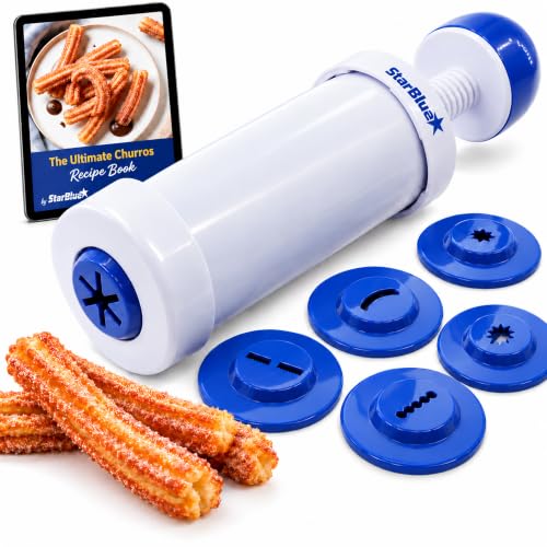 StarBlue Churrera, Appareil a Churros et Chichi, Avec Livre De Recettes Inclus, Accessoire Permettant De Realiser Des Churros De 8 Formes Differentes