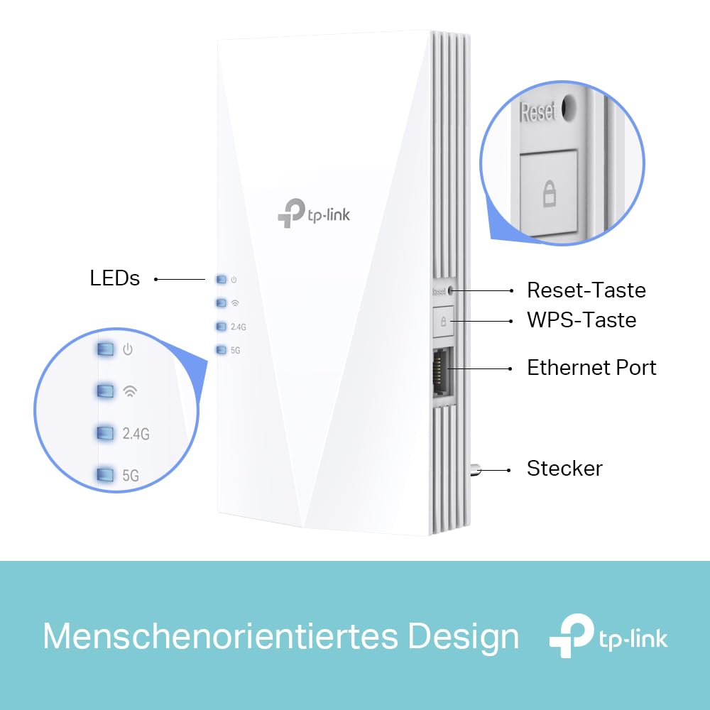 TP-Link RE500X WiFi 6 WLAN Verstärker Repeater AX1500(Dualband 1200MBit/s 5GHz & Archer T3U Plus AC1300 High Gain USB WLAN Stick Adapter mit Antennen