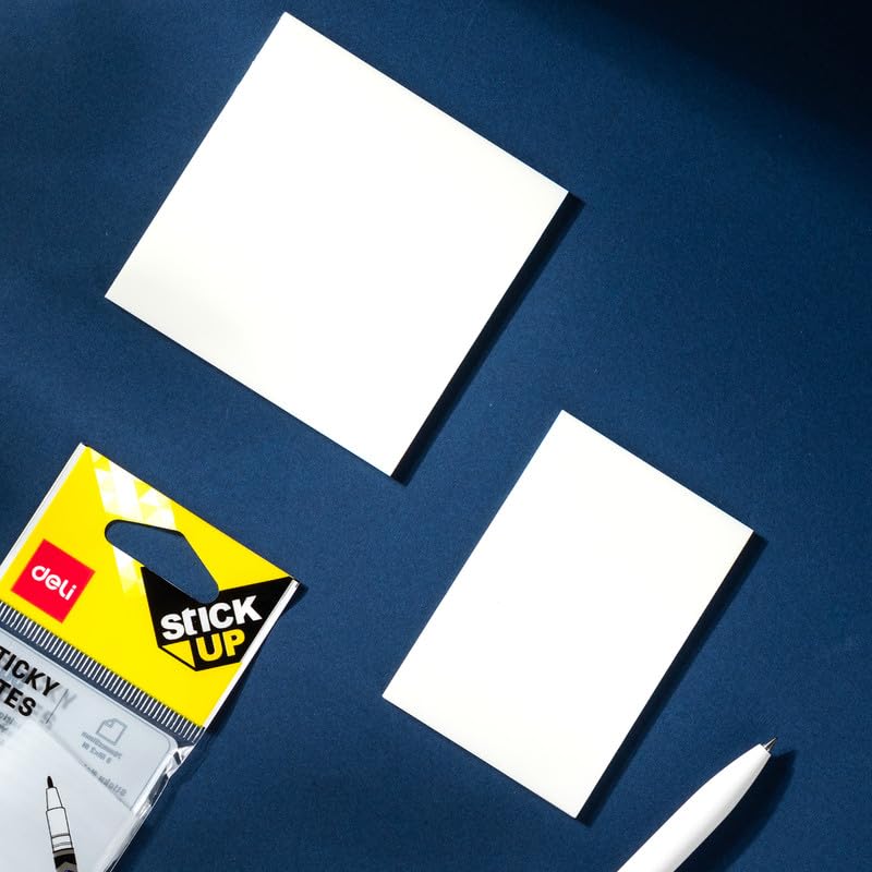 Image of Deli EA043 Clear Sticky Notes |3 inch X 3 inch Size & 900 Waterproof Sheets (White,Pack of 5)
