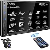 P.L.Z Upgrade Car Stereo System Compatible with iOS or Android Phones,7 Inch Double Din HD Touchscreen Monitor Car Radio,Supporting Mirror Link,Bluetooth 5.1, Rear Front View Camera, MP3, USB, AUX