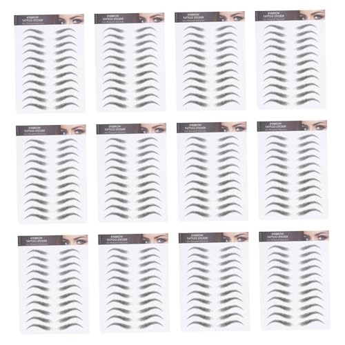 MOTHNUR 12 hojas Pegatinas de Cejas Impermeables Efecto Natural Realista para Maquillaje Rápido y Relleno Adhesivas para Cejas Dispersas y Pérdida para Diario y Regalo