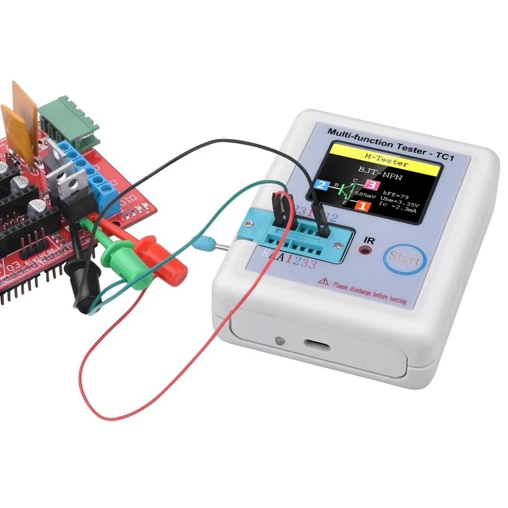 Transistor Tester Multifunktionale APKLVSR LCR-TC1 TFT Backlight Transistor, LCR ESR Pocketable Farbige Grafikanzeige für Diode Triode Kondensator Widerstand Transistor, 1.8 Zoll
