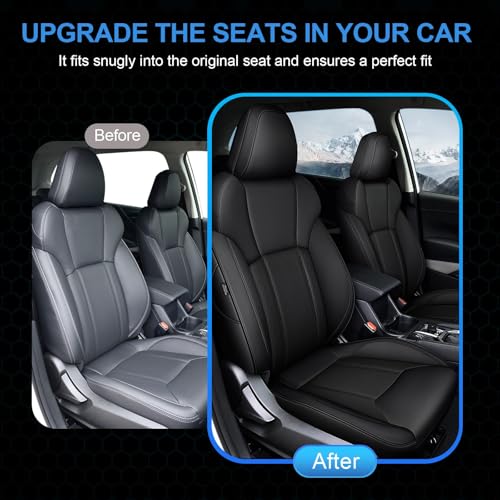 Image of IKABEVEM for Subaru Outback 2020-2025 Custom Fit Seat Covers Full Set Black | Pet-friendly, spill-resistant surface, soft padded comfort, Breathable, Waterproof, durable construction, upgrade seat Covers