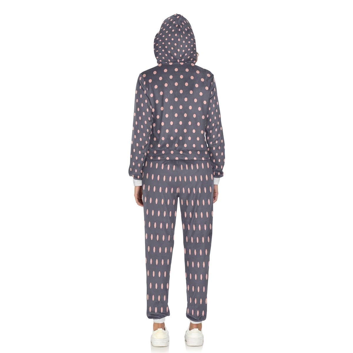 Conjunto deportivo de 2 piezas para mujer, diseño de lunares, color azul, manga larga, conjunto deportivo de lunares