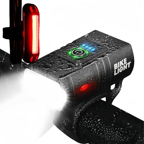 Fay Bless USB Rechargeable Bike Light Set, Waterproof Bike Front and Rear Lights for Night Riding (T6)