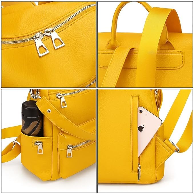 Image of Leather Backpack for Women | Large Capacity | College and Office use | PU Leather | shoulder bag for Ladies,