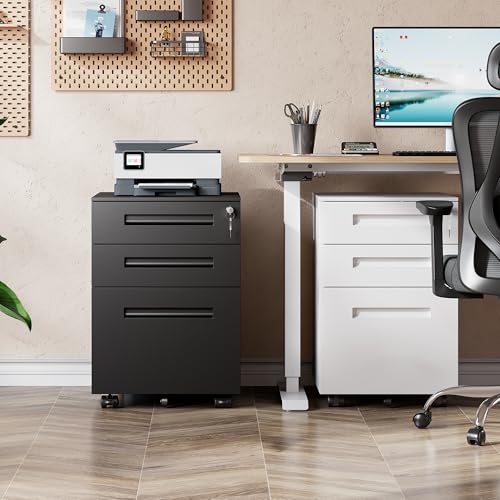 Image of DEVAISE 3 Drawer Mobile File Cabinet, Fully Assembled Except Casters