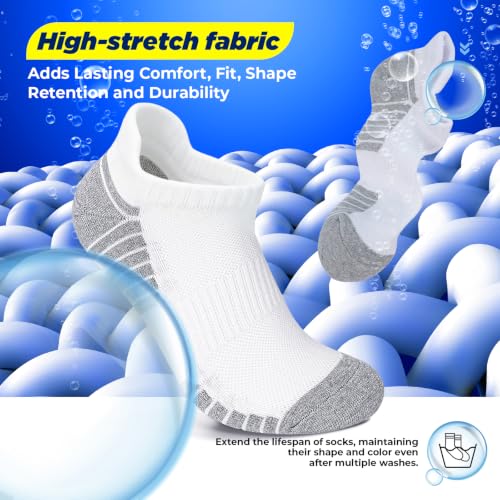 Image of TANSTC Athletic Running Ankle Socks,6Pairs Cushioned Low Cut Anti-Blister Tab Sports Sock Men Women