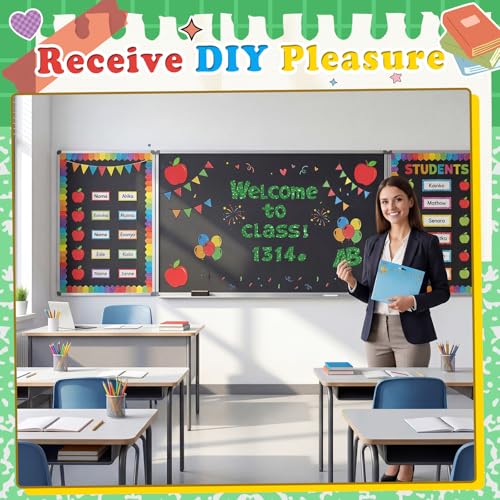 Image of Colarr 144 Pcs Glitter Bulletin Board Letters for Classroom Alphabet Punctuation Symbol Cutout Die-Cut Poster Letter with Adhesive Dot School Party Holiday Decor Display (Green,4 Inch)