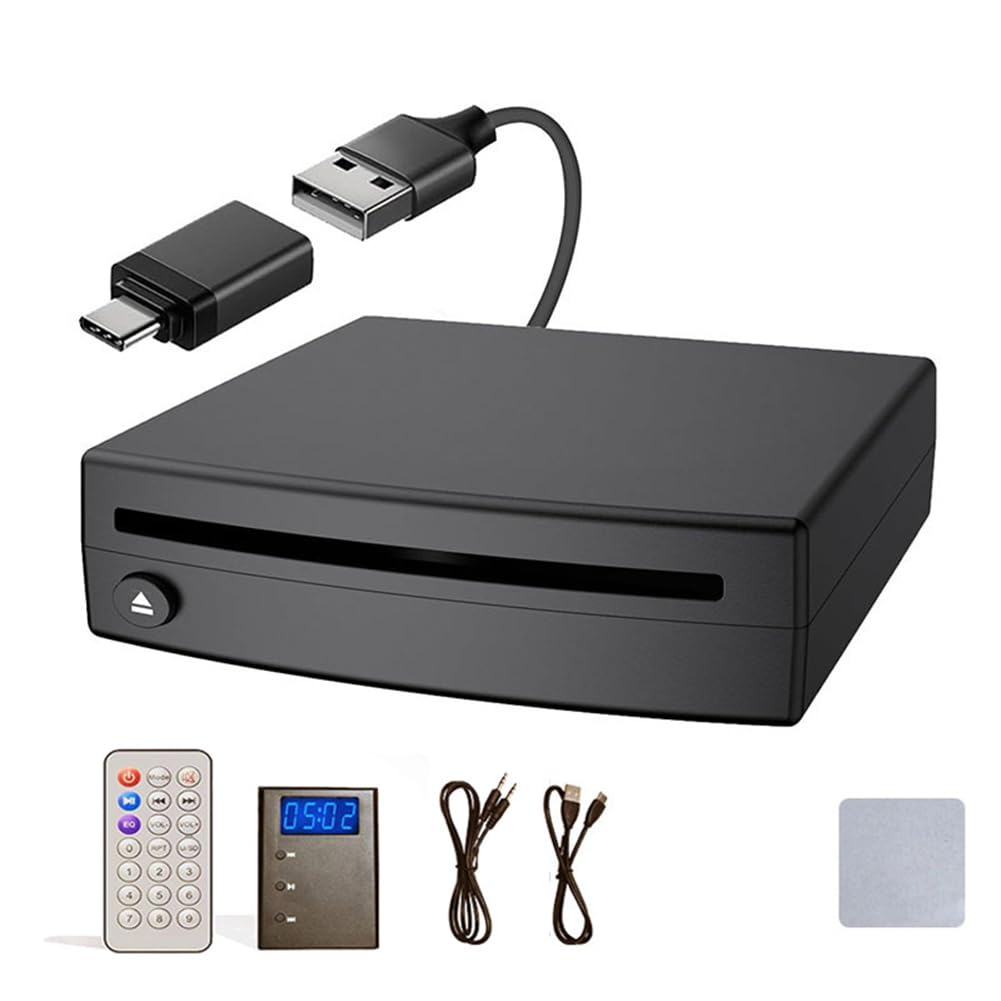 Lettore CD Universale per Auto e Camion, Esterno Tramite Porta USB, Versione Aggiornata con Adattatore Audio