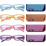 Madison Avenue 4 Pack Multicolor Blue Light Blocking Reading Glasses for Women, Flexible Spring Hinge Readers +2.5