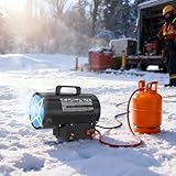 Suusolny Gasheizgebläse 10 kW – Mobiler Gasheizer & Gasheizung mit Piezozündung, IPX4...