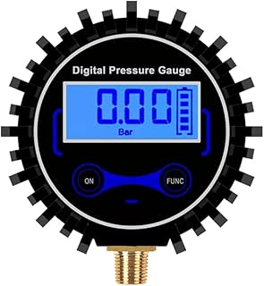 MQODLFP 0-200PSI LCD Manómetro Digital de Presión de Neumáticos Coche Neumático Aire PSI Medidor 1/8 pulgadas sin LED