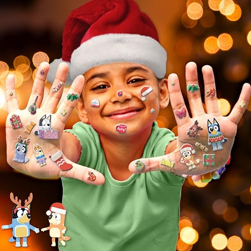 Image of Bluey Holiday Sticker Playset, 50+ Repositionable Stickers, Double-Sided Play Scene, Christmas Toys & Games, Stocking Stuffers, No-Mess Toddler Travel Toys, Holiday Road Trip Activities for Kids