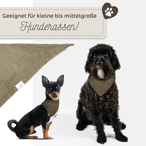 Hundehalstuch, Oeko-TEX® Standard 100 - Hunde Halstuch als Geschenk für Hundeliebhaber (Khaki)