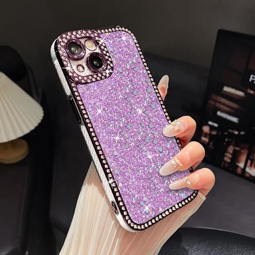 FABSPARK Case for iPhone 17 Pro,Glitter Crystal Diamond Rhinestones Sequin Shiny Bling Sparkly Glossy Luxury Electroplated Case,Aesthetic Cute Full Protection for iPhone 17 Pro,Purple by FABSPARK - Image 8
