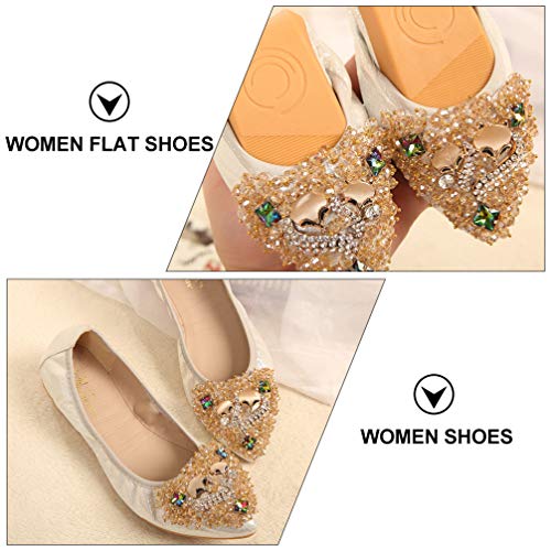 Holibanna 1 par de sapatos femininos confortáveis, sapatos casuais elegantes com strass, Prata, 6