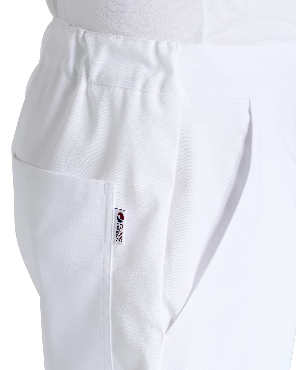CLINIC DRESS Hose für Damen und Herren, lässige Beinweite, Teilgummibund, 2 Seitentaschen, Schrittlänge ca. 86 cm, Stretch, 95 Grad Wäsche