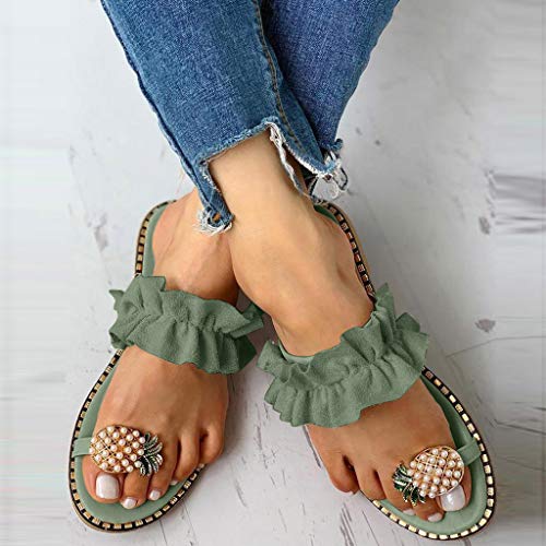 Lady Women's Ruffle Flat Sandals Summer Beach Slippers Open Toe Non-slip Slippers Casual Sandals3