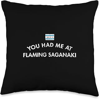 Parthenon Flame Feta Hors d'oeuvre Greektown Gift Flaming Saganaki Greek Chicago Fried Cheese Lemon Juice Opa Throw Pillow, 16x16, Multicolor