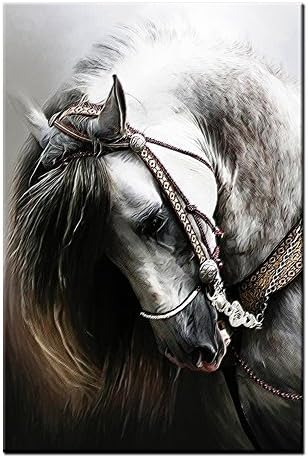 Framed Animal Canvas Art Horse Head Wall Art Canvas Painting Print for Home Decoration (Small)