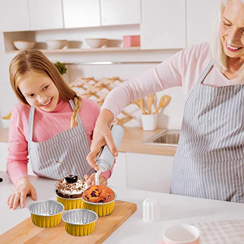 50Pcs Aluminum Foil Ramekins With Lids,5Oz 125Ml Muffin Cupcake Baking Liners Cups With 50Pcs Spoons,Dessert Cups Disposable Foil Cupcake Containers For Wedding Family Gatherings #TOP3