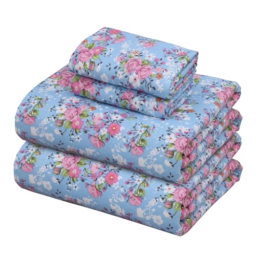ZOYER Flannel Sheets California King Size - 100% Cotton Double Brushed Cal King Bed Sheets Set - Deep Pockets 14 Inches - All Seasons Breathable & Extra Soft - Warm & Cozy 4 Piece Spring