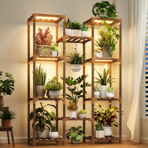 Uneedem Plant Stand Indoor Outdoor, 10 Tiered Plant Shelf Wood Plant Rack