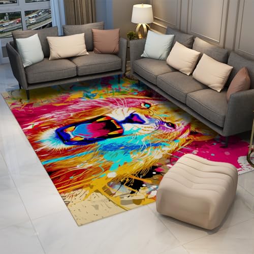 Tapis lion graffiti coloré pour dynamiser la déco de votre chambre