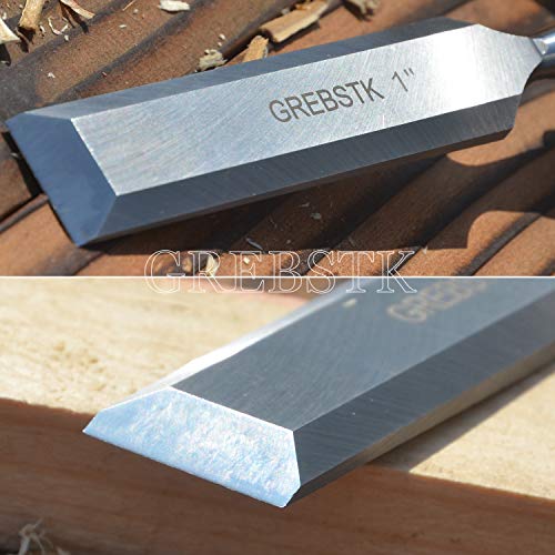 GREBSTK Professional Wood Chisel Tool Sets Sturdy Chrome Vanadium Steel Chisel Beech Handles Woodworking Tools, 4PCS, 1/4 inch,1/2 inch,3/4 inch,1 inch