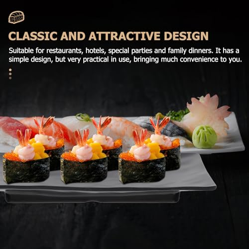 2 Platos Rectangulares Negros Reutilizables para Sushi miniatura 4
