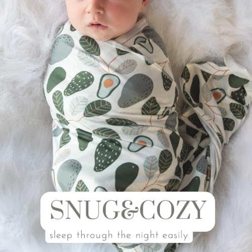 Image of Newborn Swaddle Set, Green Avocado, Beanie | 31.4 x 31.4 in, for 0-3 months, swaddle and receiving blanket, beanie, name card, Green Avocado