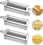 3 Piece Pasta Roller Cutter Attachment for KitchenAid Stand Mixers, Included Pasta Sheet Roller, Spaghetti Cutter, Fettuccine Cutter Maker Accessories and Cleaning Brush