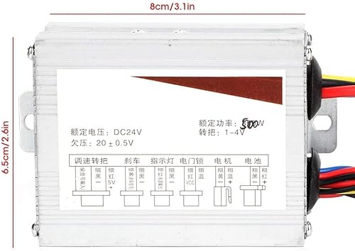 Miniatura 7 de Aramox Controlador de velocidad cepillado con motor de 24 V, 500 W, caja de controlador cepillada con agarre del acelerador para scooter eléctrico