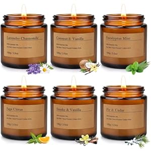 6-Pack Scented Candles for Home, 3.5 Oz Soy Wax Candles Gift Set with Lavender Chamomile & Eucalyptus Mint for Brithday Gifts Women, HomeMeditation & Spa