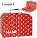 Produktbild alles-meine.de GmbH 1 Stück _ Koffer / Kinderkoffer - MITTEL -  Punkte - rot & weiß  - incl. Name - 25 cm - ideal für Spielzeug und als Geldgeschenk - Mädchen & Jungen - Pappko..