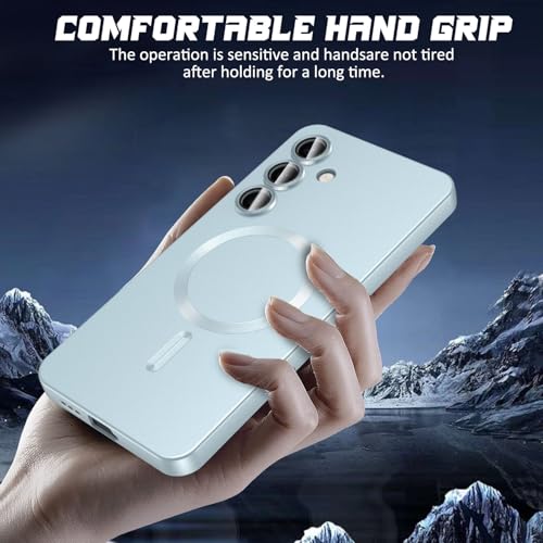 Image of DIZORO Samsung A35 Case, Compatible with Mag Safe Back Cover, Matte Luxury Metallic Luster Flexible TPU Wireless Charging Shockproof Case with Camera Protector (Sierra Blue)