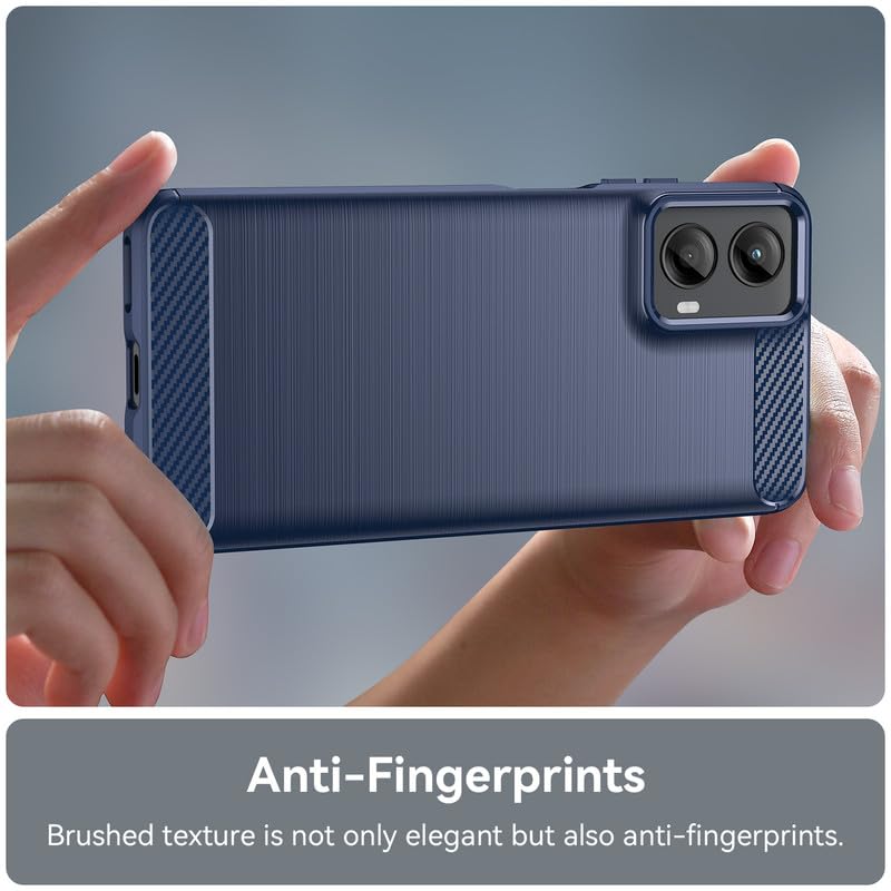 Image of Hybrid Carbon Fiber Back Case for Moto G 5G 2024 (Blue)