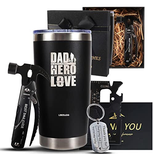 Dad Birthday Gift For Dad, Happy Birthday Gifts For Dad From Daughter Son Kids, Father Day Gift Baskets For Men Christmas Gifts Ideas For Dad Gifts For Him Husband Unique Tumbler Hammer Multitool