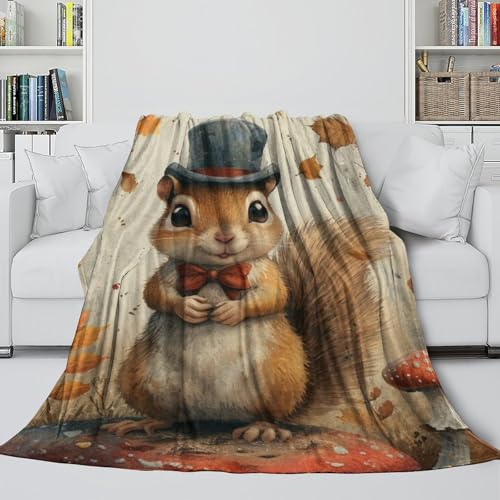 Couverture lit microfibre légère anti-froid - Plaid chaud écureuils 150x200cm - 5