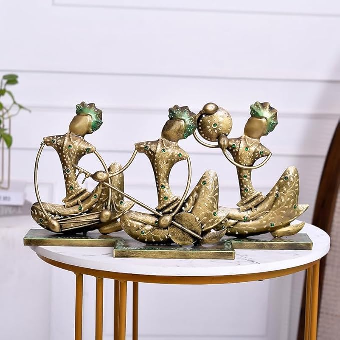 Image of Metal Nagpuri Musician Decorative Showpiece | Handcrafted Sculpture of Traditional Nagpuri Musician| Perfect for Home, Office, Music Room
