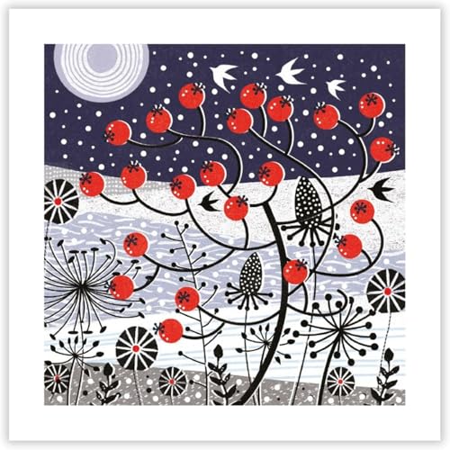 Charity Christmas Cards Pack of 8 - Sold in Aid of Macmillan Cancer Support - Contemporary Winter Scene - Frosty Morning - Made in the UK - Eco-Friendly