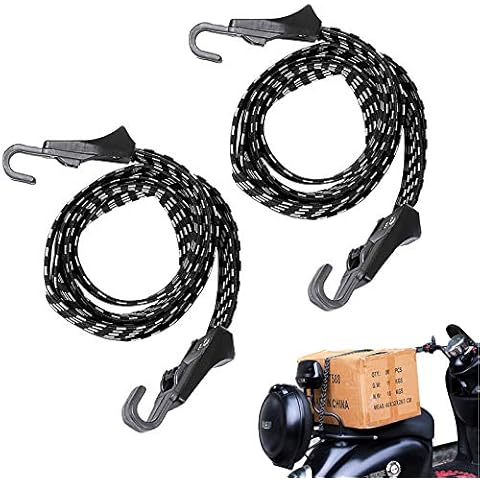 Elinala Elastic Bike Strap, Bungee Straps, 2PCS 3 in 1 Multifunctional Elastic Bicycle and Motorcycle Luggage Fixed Bungee Rope with Hook (68cm) Cover