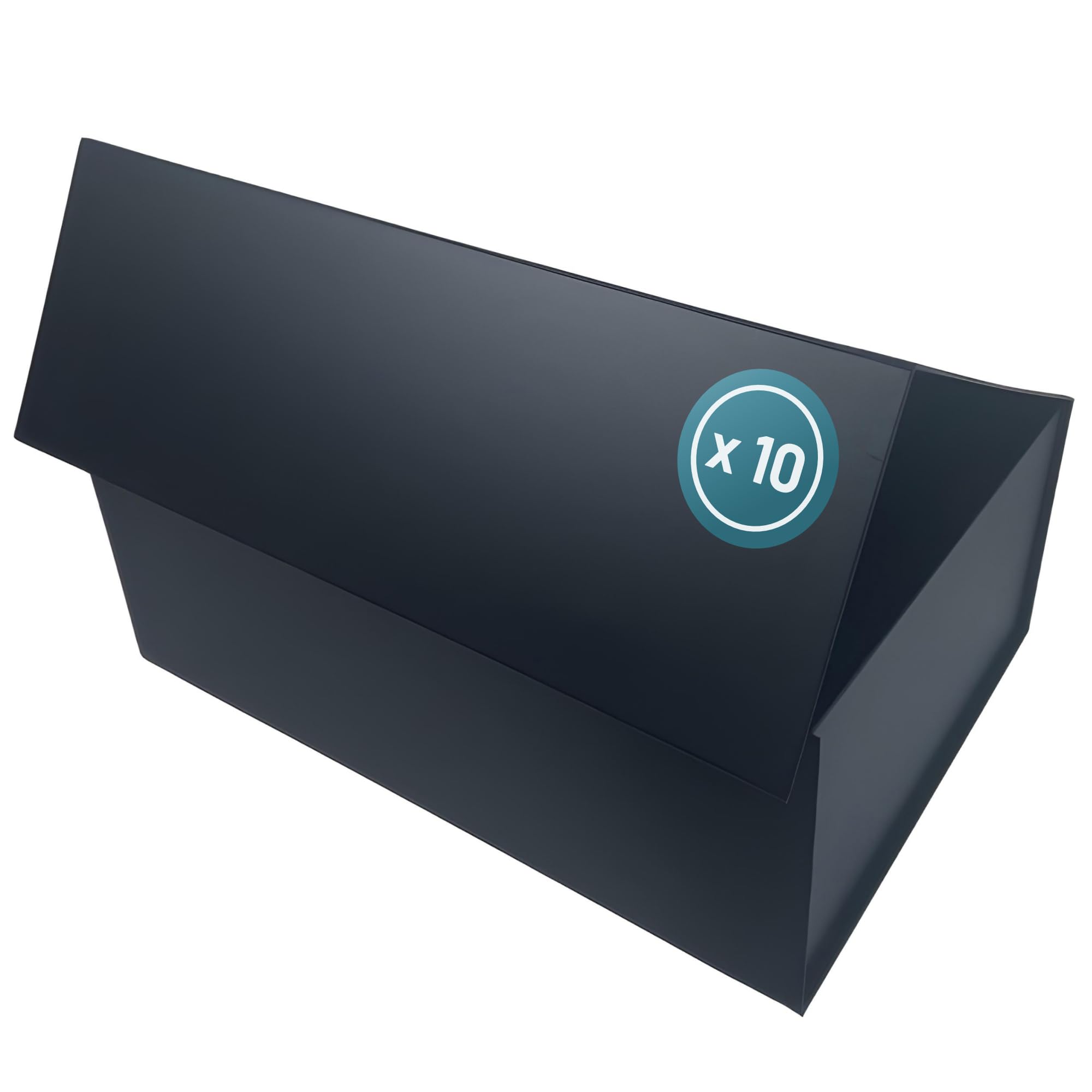Verpackungswelt Geschenk-Box mit Deckel | 38 x 27 x 14 cm (10er Pack) | Geschenk-Karton mit Magnet-Verschluss | Perfekt für Geburtstag, Hochzeit, Weihnachten, Geburt | Geschenk-Verpackung in Schwarz