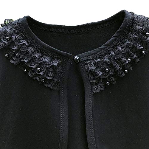 Image of Girl Lace Bolero Cardigan Shrug - Little Girl Long Sleeve Shrug Sweater with Pearls 2-11 Years