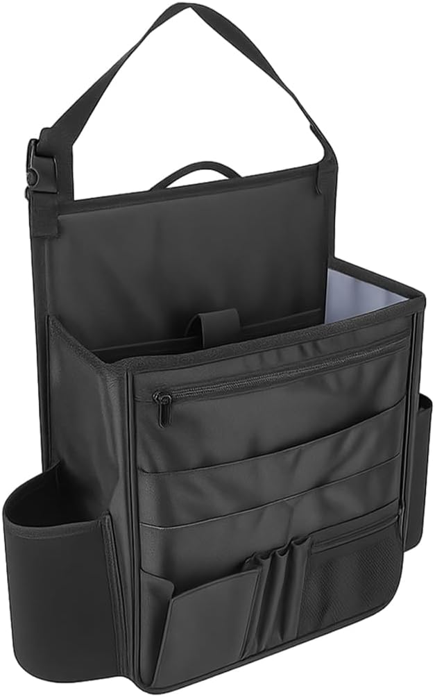 Car Front Seat Organizer, Multi-Pocket Vehicle Hanging Passenger Seat Storage Bag with Adjustable Straps, Automotive Interior Front Chiair Organizer, Universal for SUV RV Truck