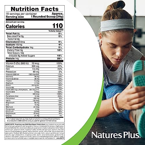 Naturesplus Spiru-Tein, Blueberries & Cream - 1.12 Lb - Plant-Based Protein Powder - Vitamins & Minerals For Energy - Vegetarian, Gluten Free - 15 Servings #TOP4
